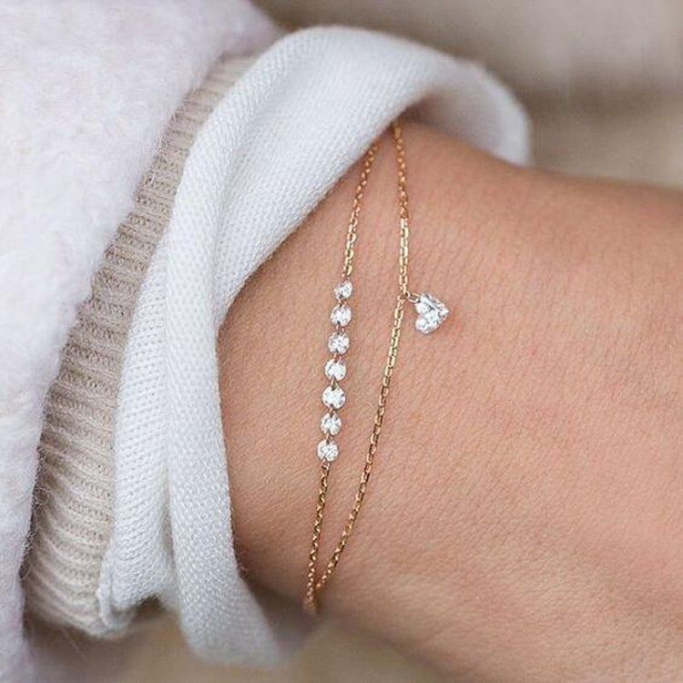 Durable Fashion Heart-shaped Crystal Female Couple Bracelet