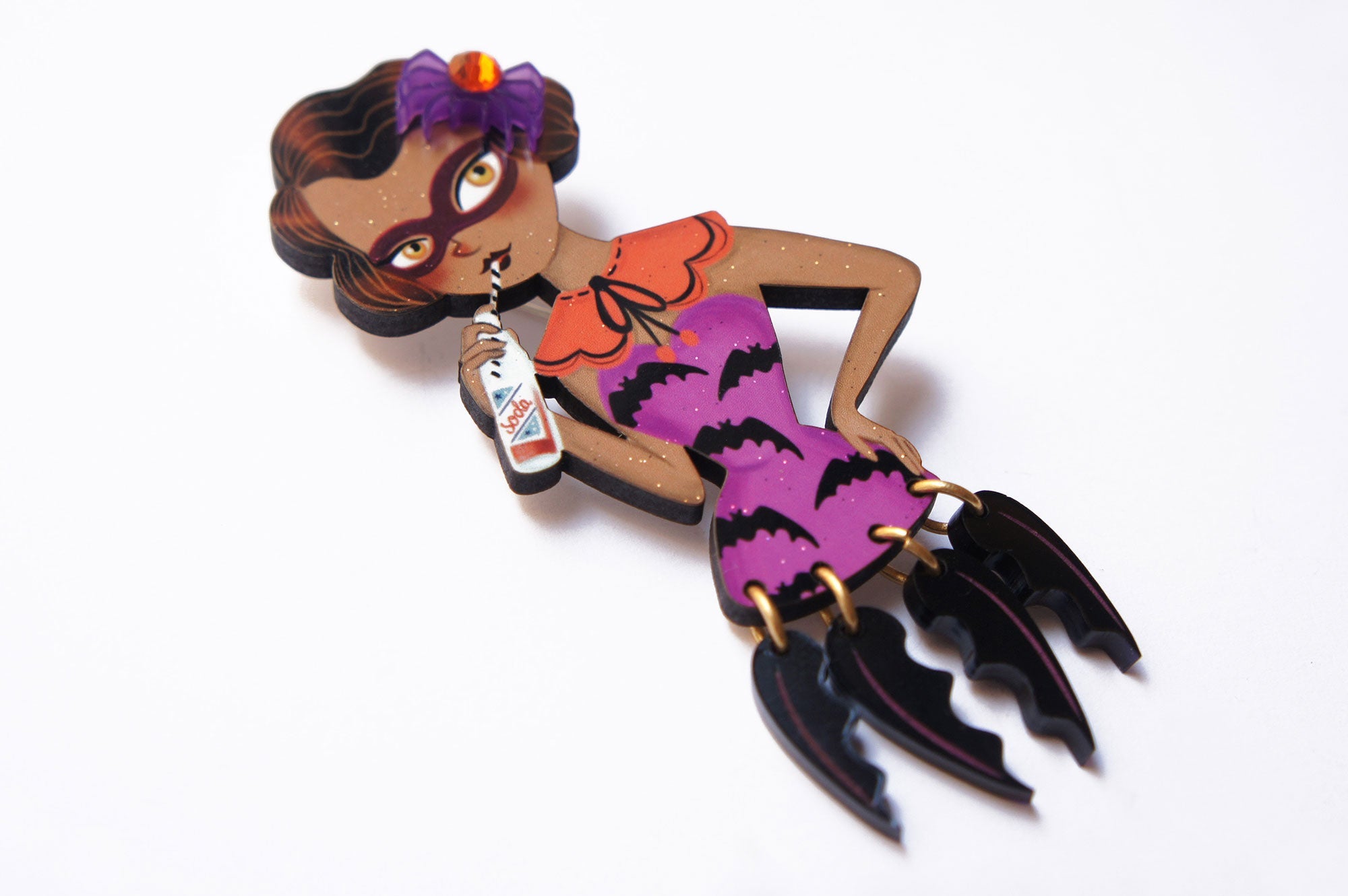 Vampire Bat Woman Brooch by Laliblue
