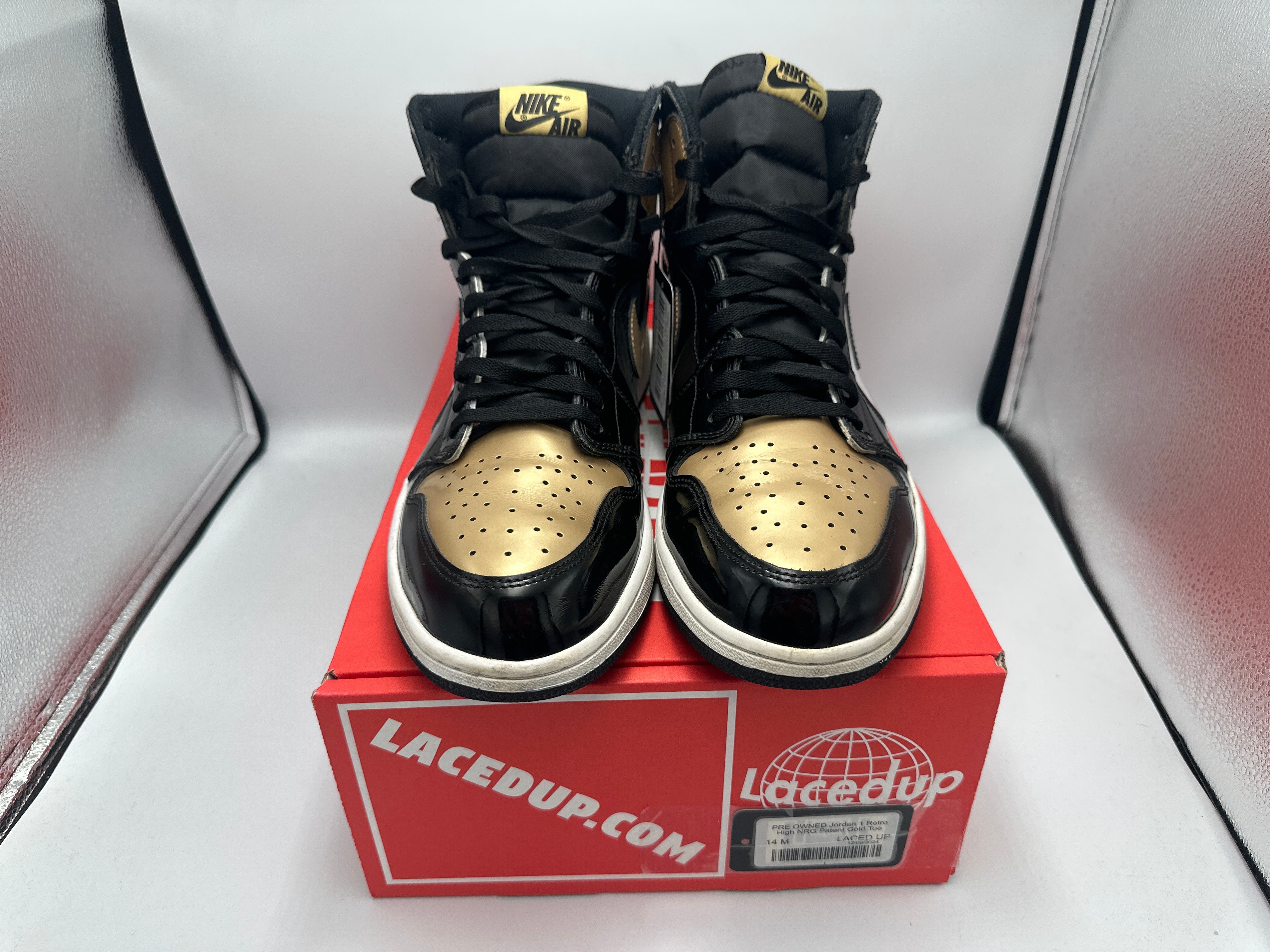 PRE OWNED Jordan 1 Retro High NRG Patent Gold Toe