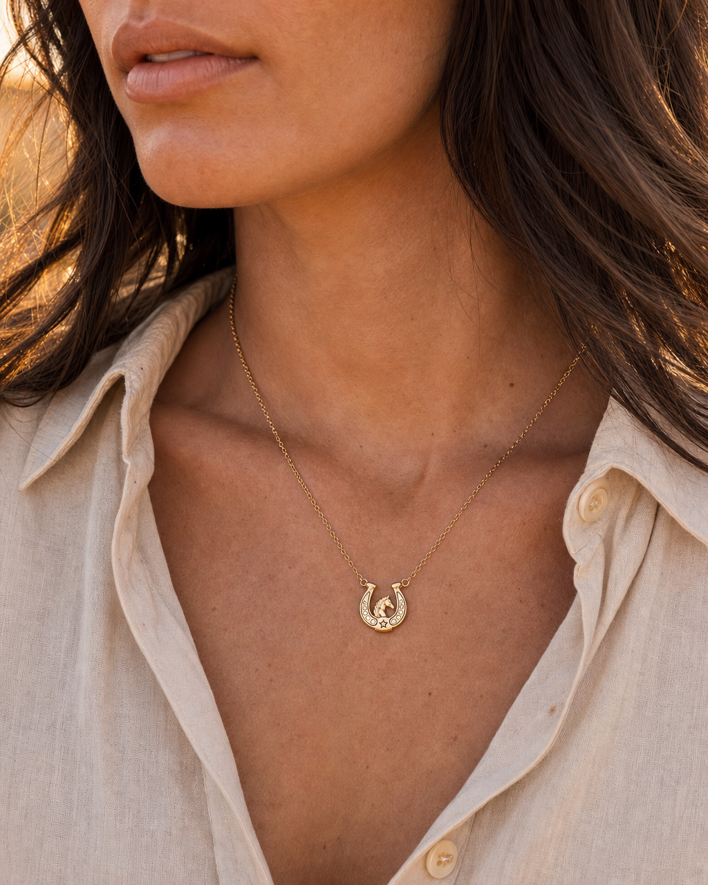 'Horse Girl At Heart' Horseshoe Necklace