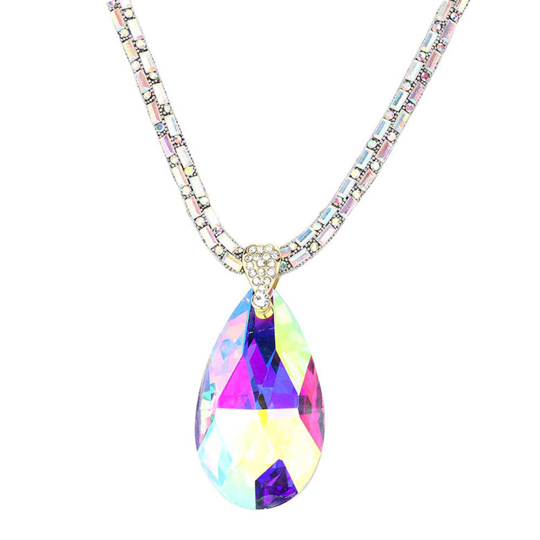 Teardrop Pendant Bling Necklace