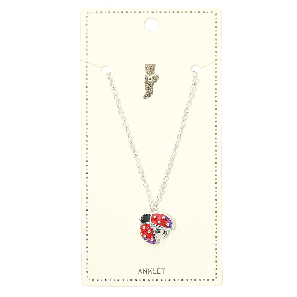 Enamel Ladybug Charm Anklet