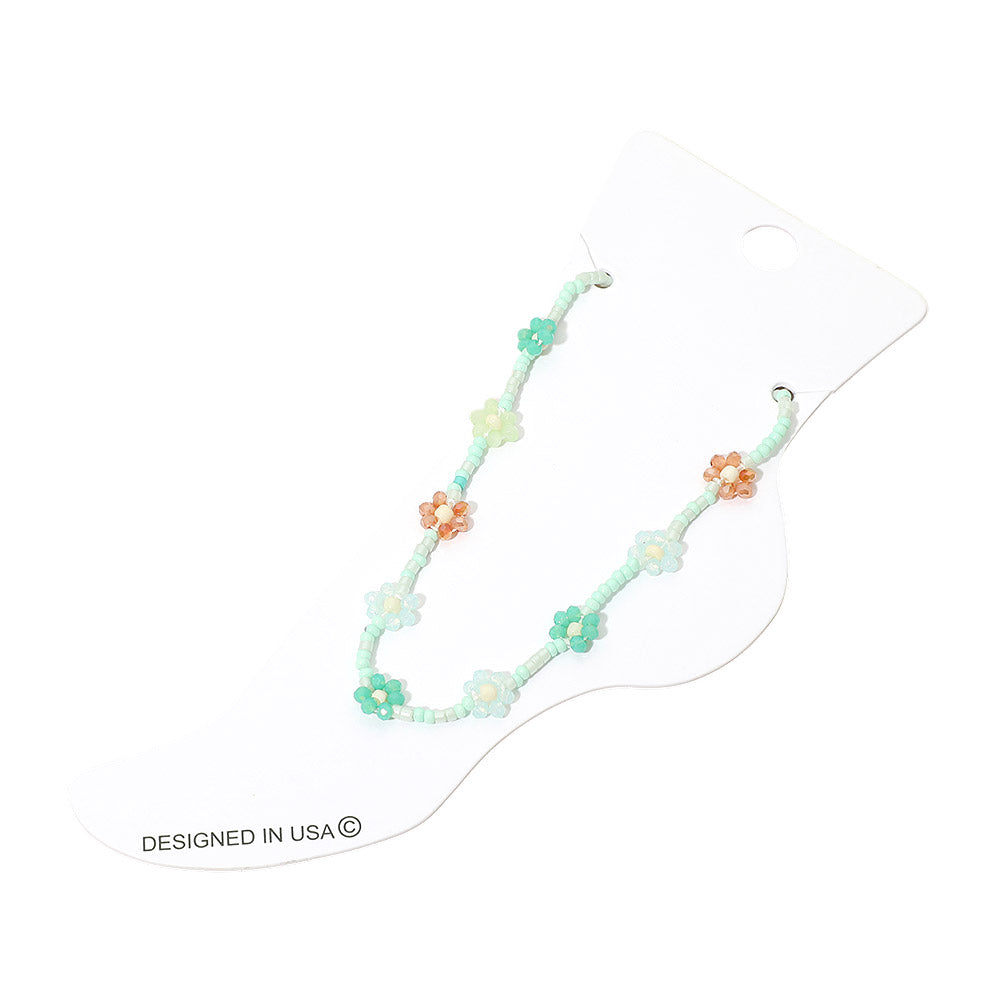 Flower Faceted Beaded Anklet