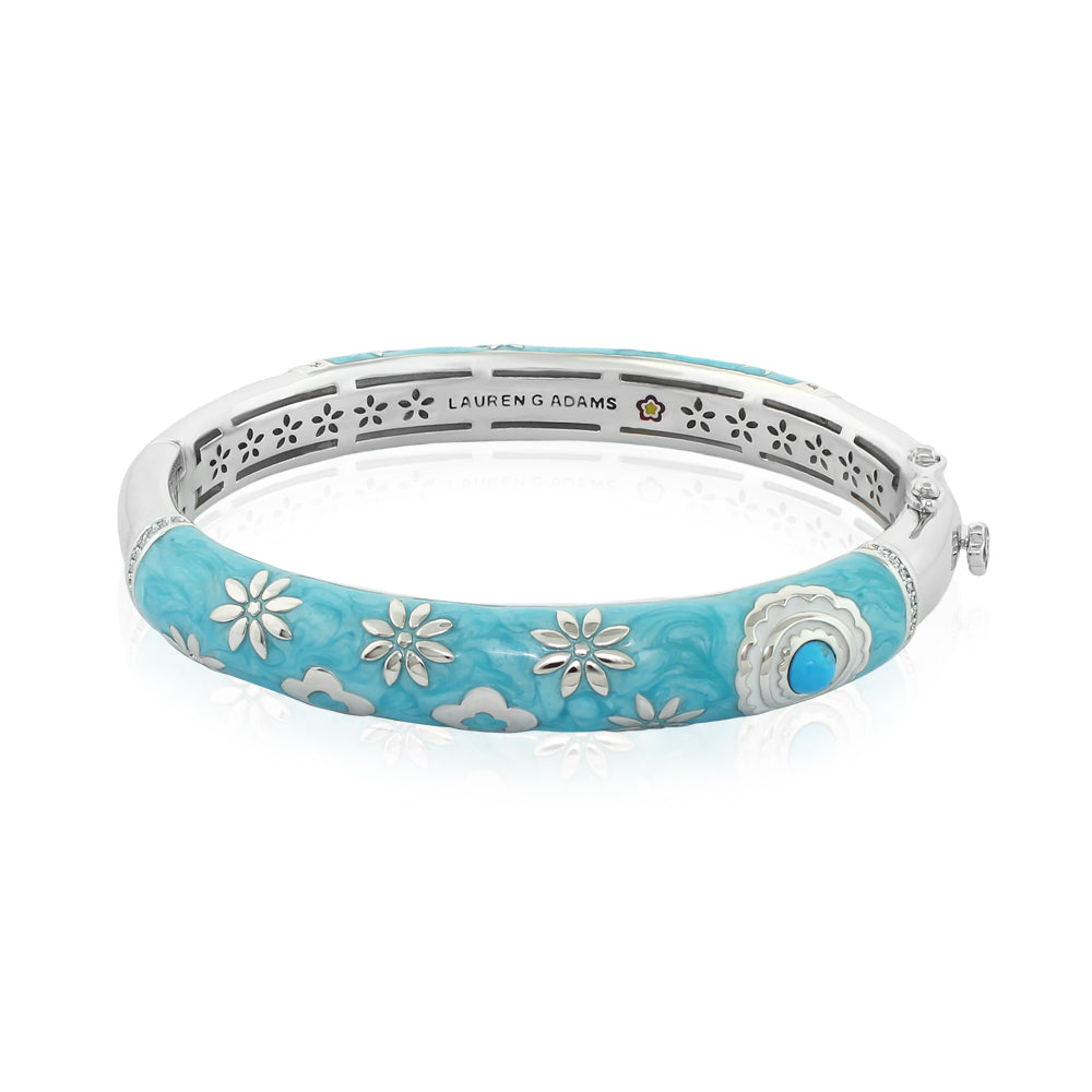 Eau Turtle Bangle — Wide Flower Hinge