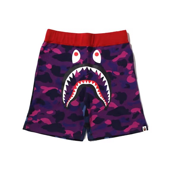 BAPE Crazy Camo Shark Sweat Shorts Purple