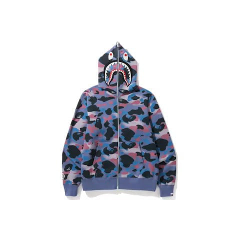 BAPE Grid Camo Shark Full Zip Hoodie Purple