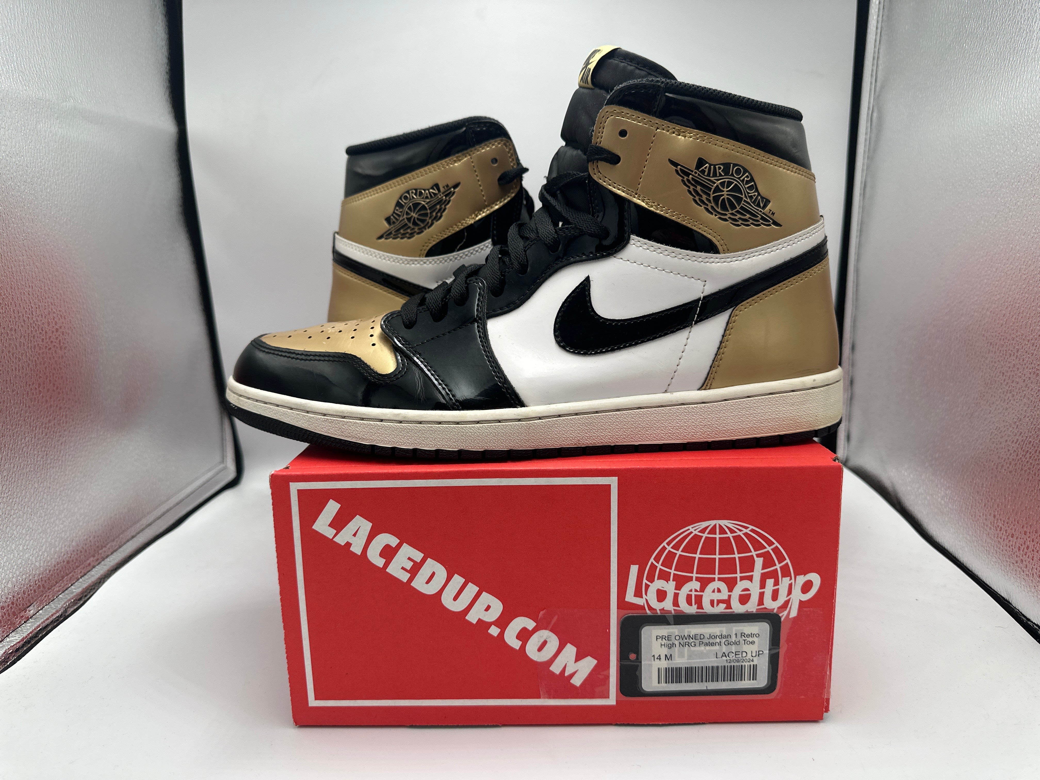 PRE OWNED Jordan 1 Retro High NRG Patent Gold Toe