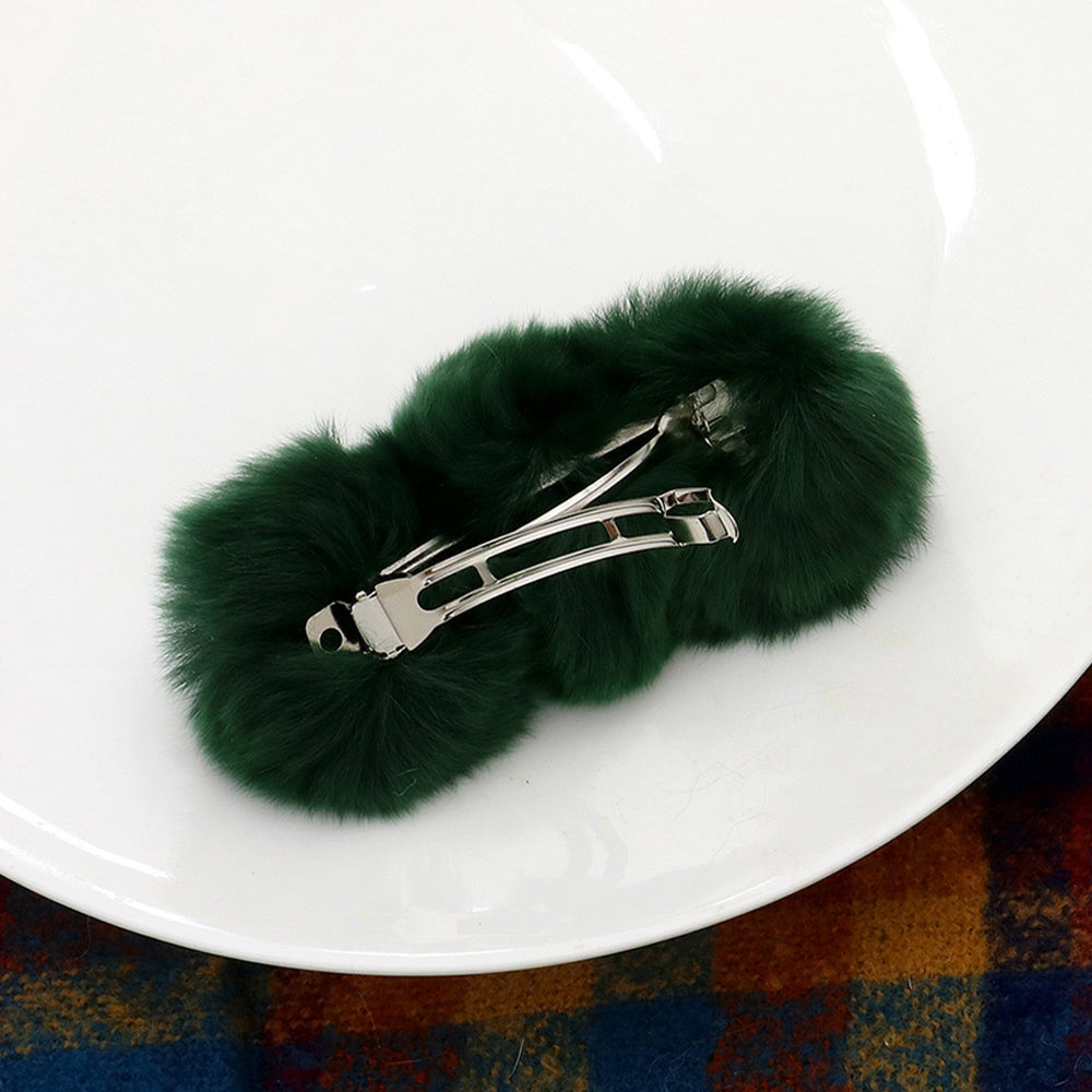 Faux Fur Triple Pom Pom Barrette