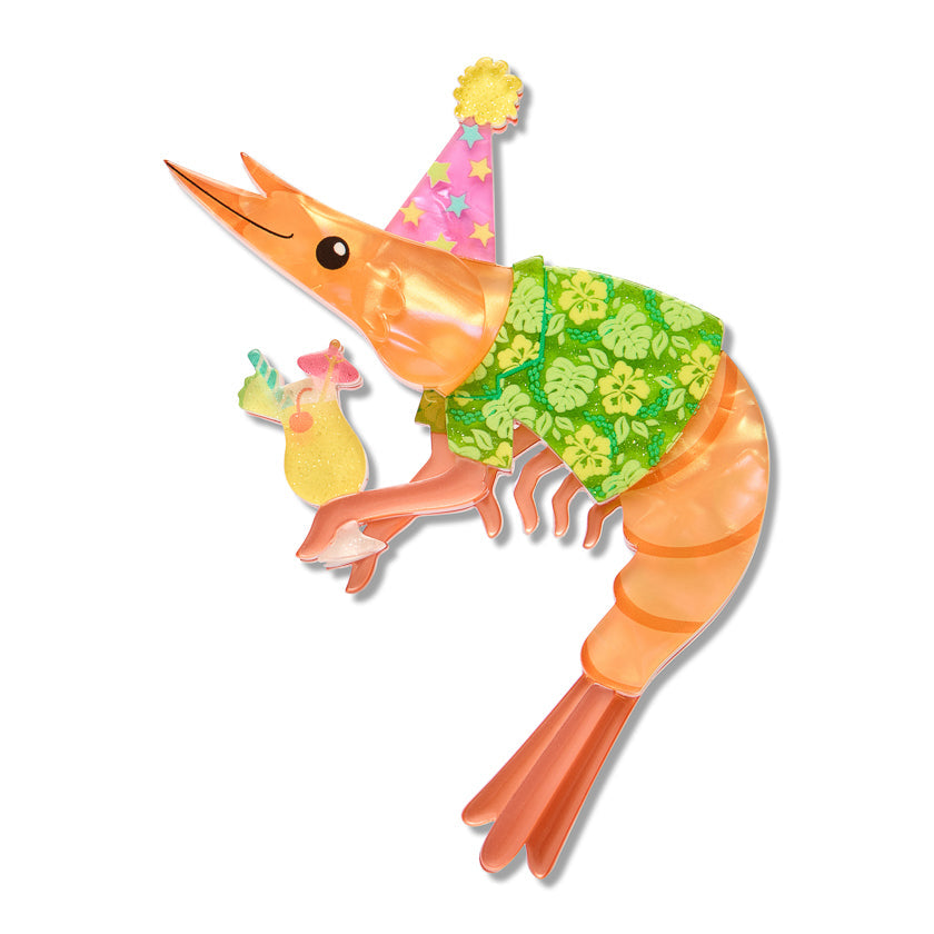 Pascal the Party Prawn Brooch by Erstwilder