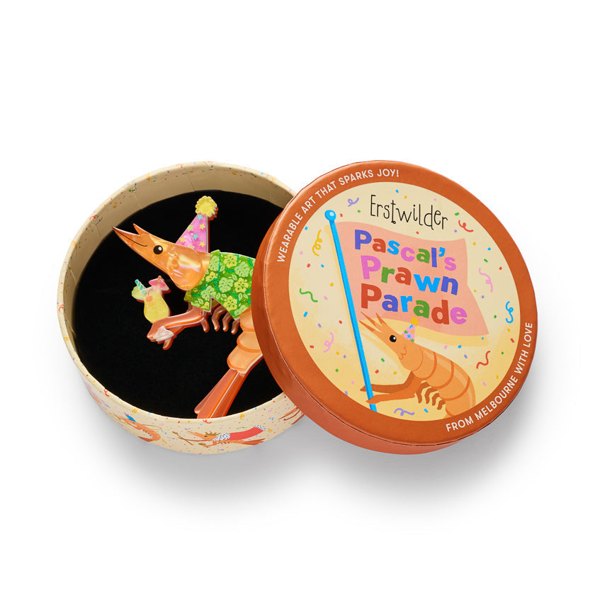 Pascal the Party Prawn Brooch by Erstwilder