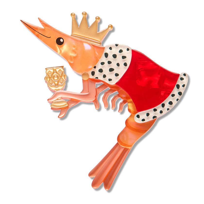 Pascal the King Prawn Brooch by Erstwilder