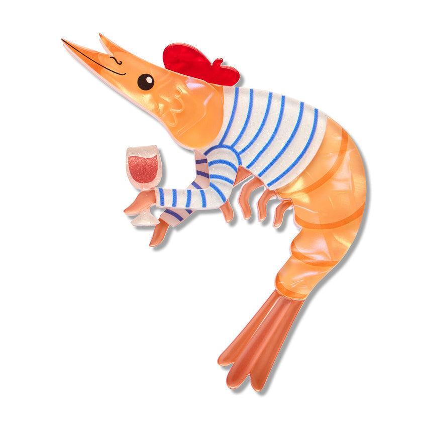 Pascal the Parisian Prawn Brooch by Erstwilder