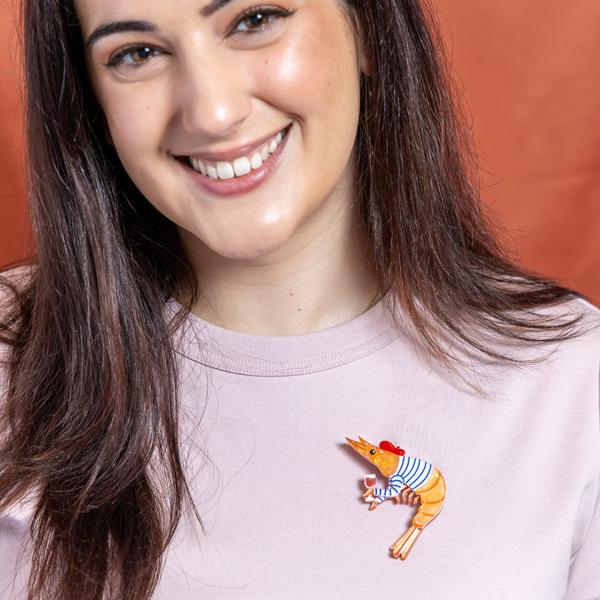 Pascal the Parisian Prawn Brooch by Erstwilder