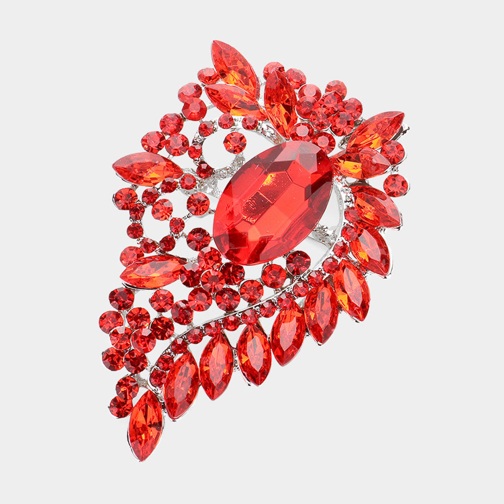 Oval Stone Accented Bouquet Pin Brooch Pendant