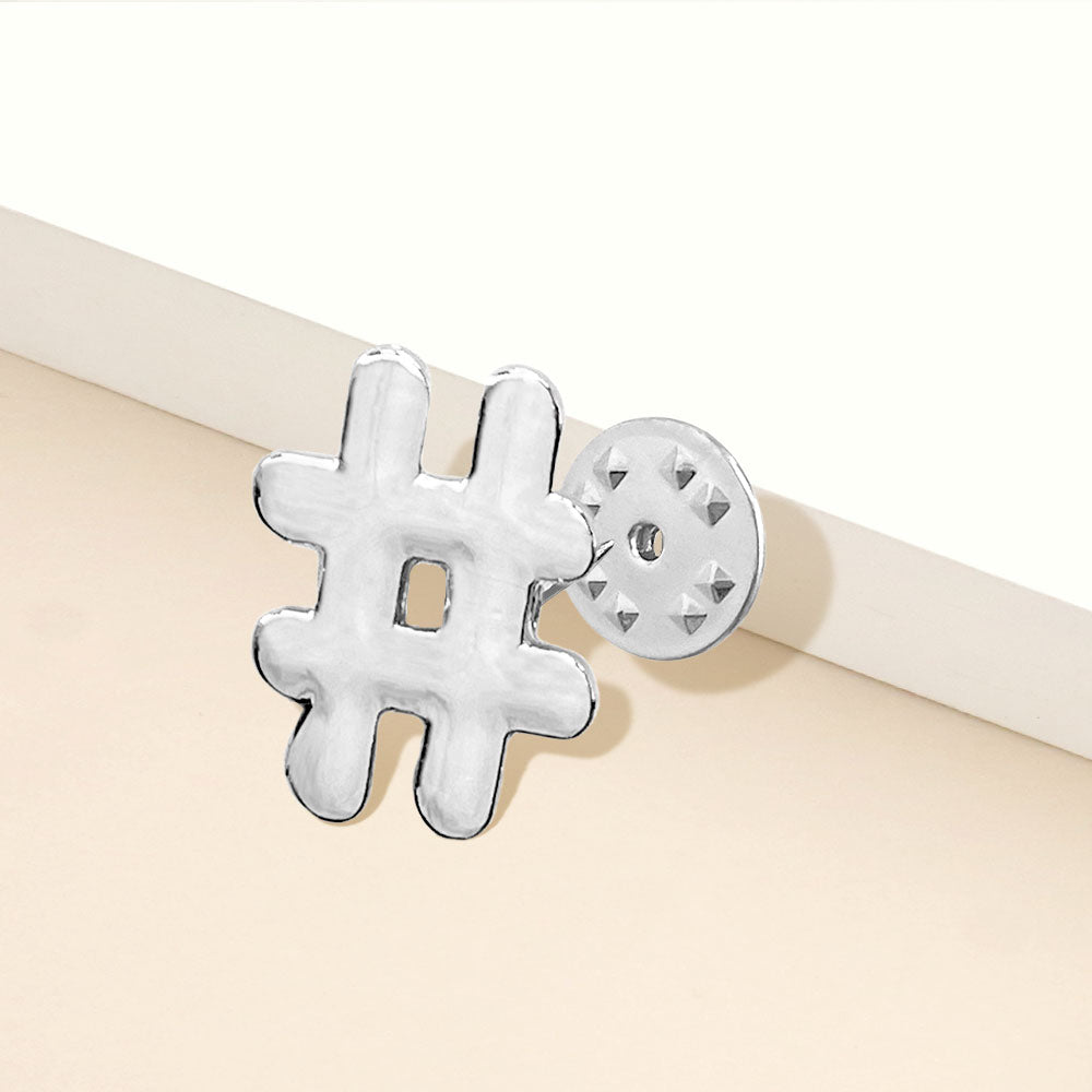 Metal Hashtag Lapel Mini Pin Brooch