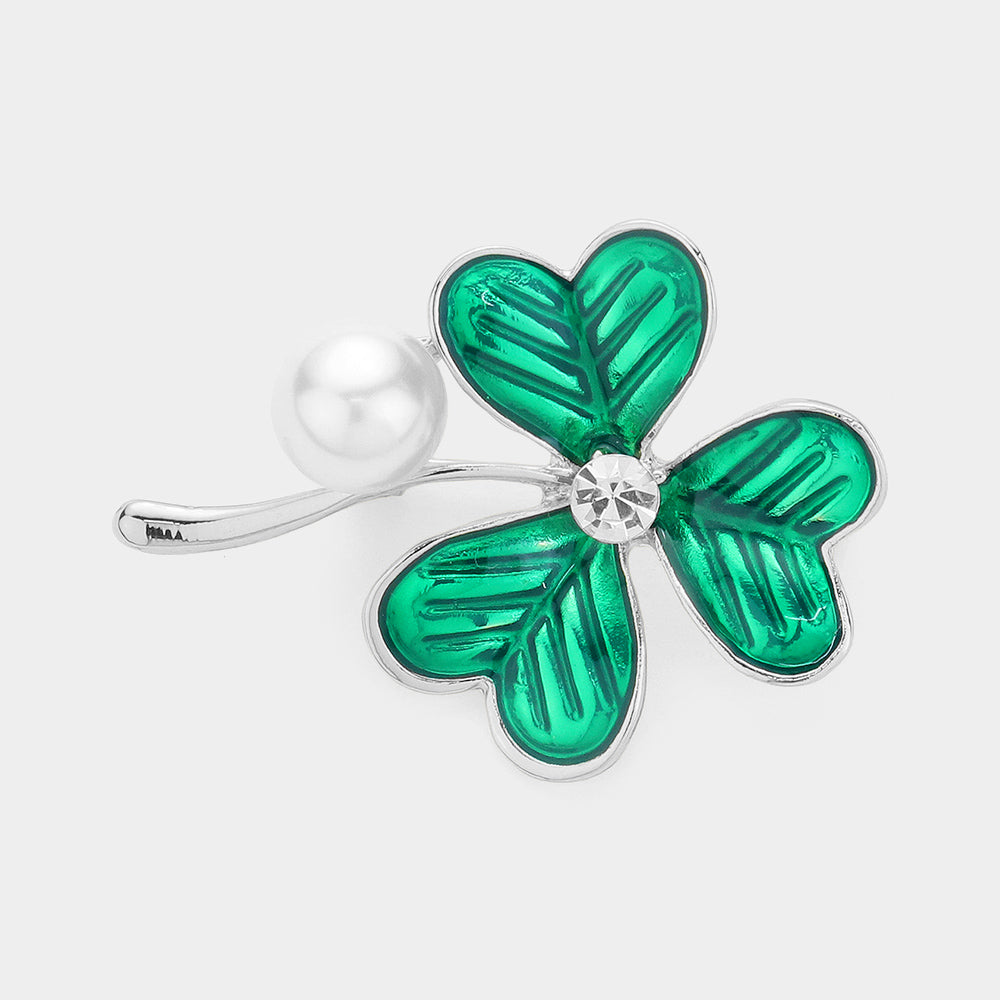 Clover Pearl Pin Brooch