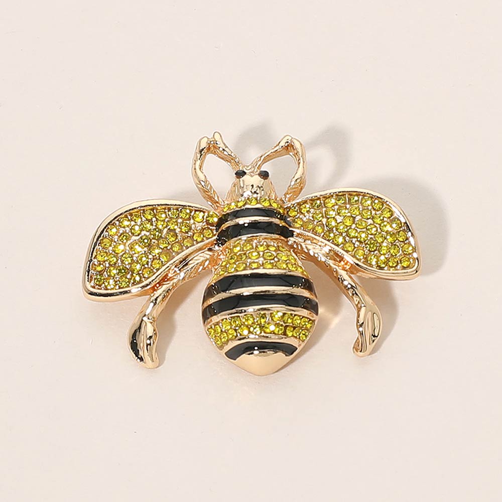 Crystal Paved Honey Bee Pin Brooch