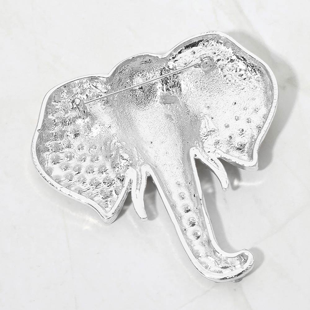 Rhinestone Pave Elephant Pin Brooch