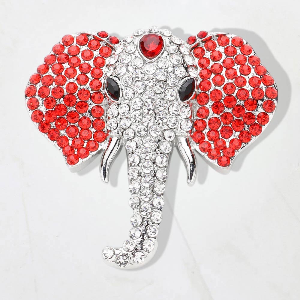 Rhinestone Pave Elephant Pin Brooch