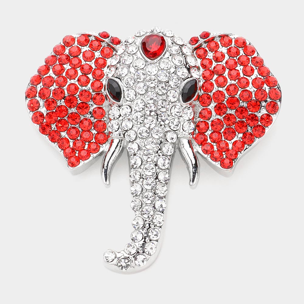 Rhinestone Pave Elephant Pin Brooch