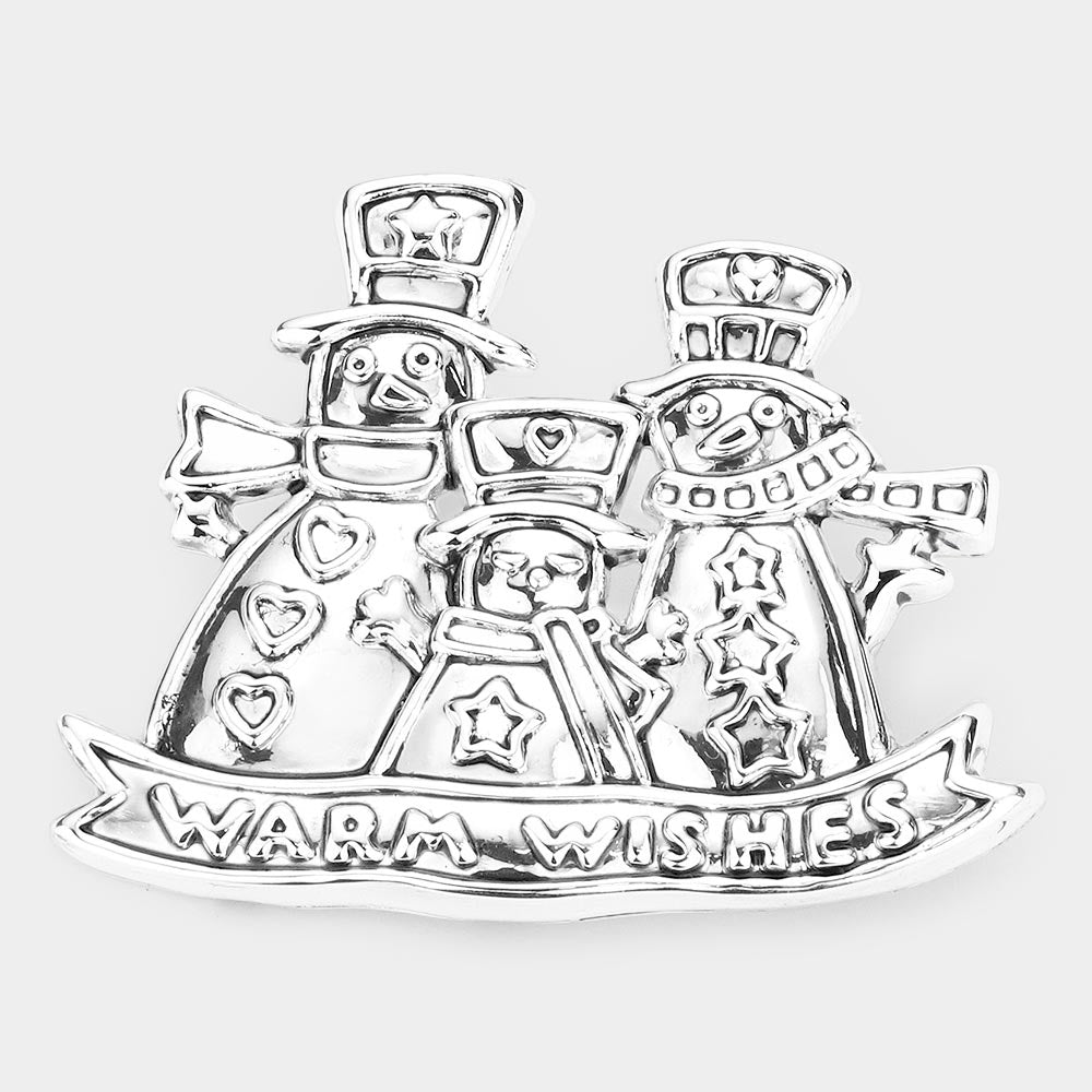 Triple Metal Snowman Pin Brooch Pendant