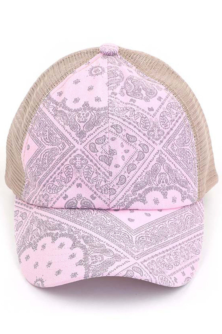 C.C Paisley Bandana Criss cross Pony Cap