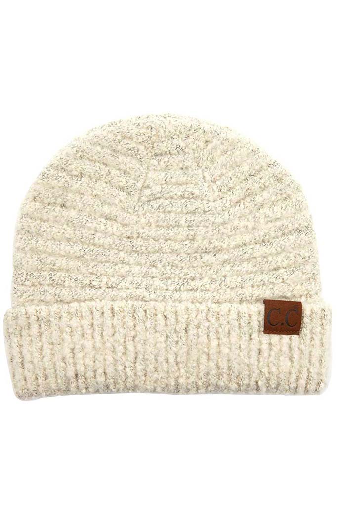 C.C Solid Boucle Yarn Beanie Hat with Cuff
