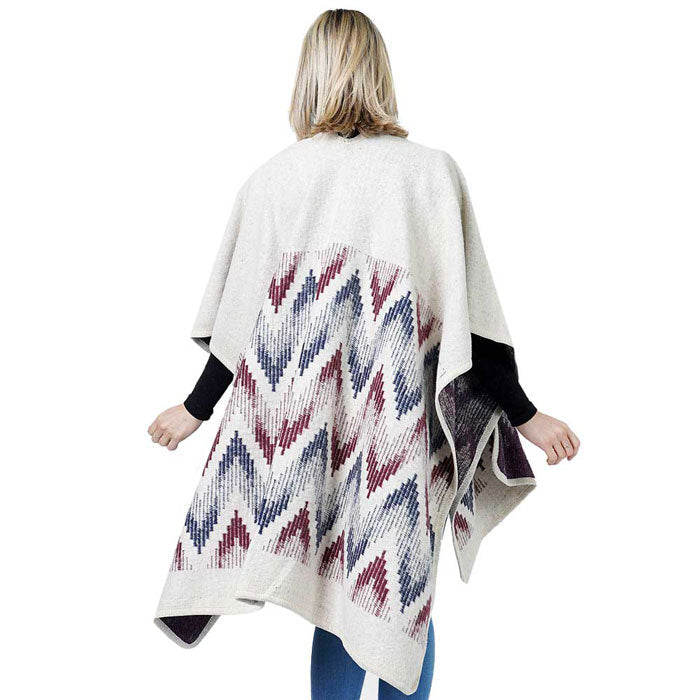Chevron Pattern Cape Poncho Shawl Wrap