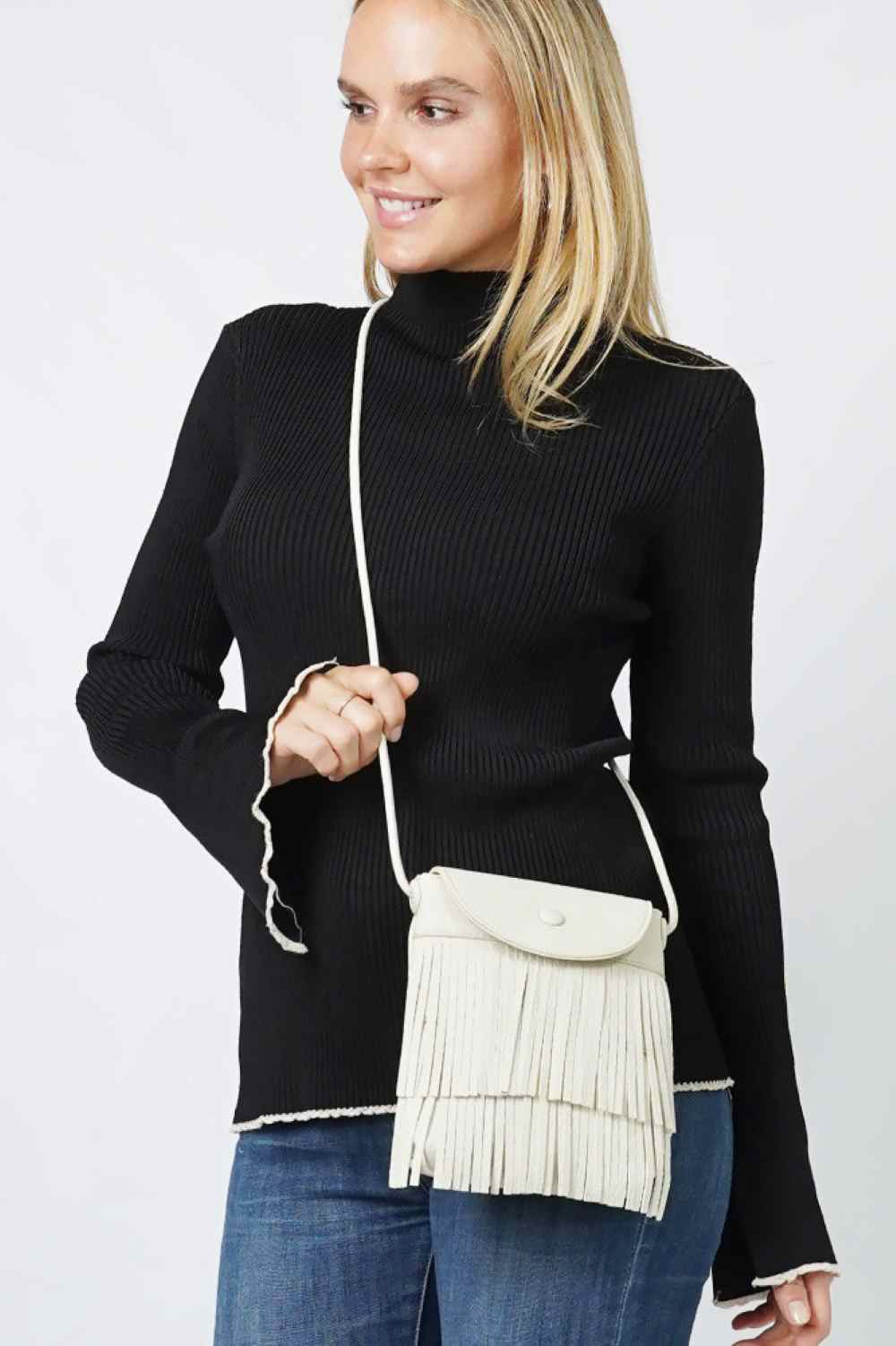 Double Layered Fringe Mini Crossbody Bag