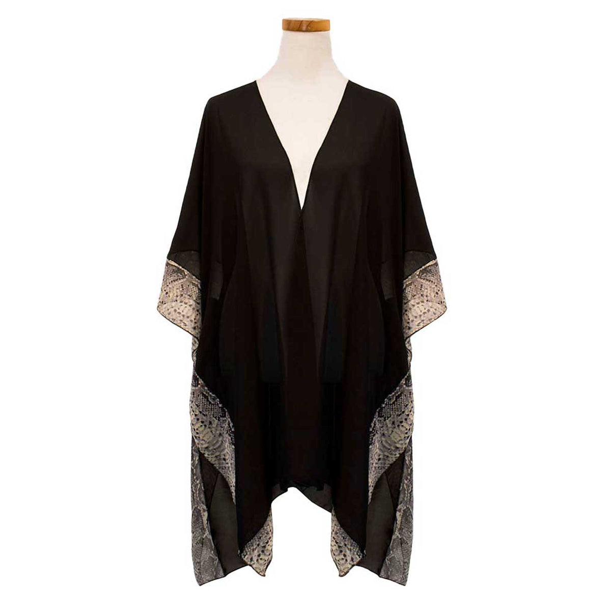 Animal Border Chiffon Kimono Poncho