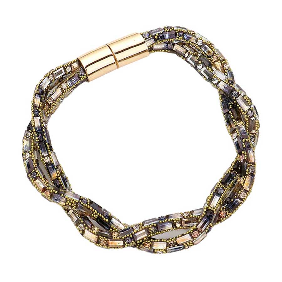 Stone Embellished Twisted Magnetic Bracelet