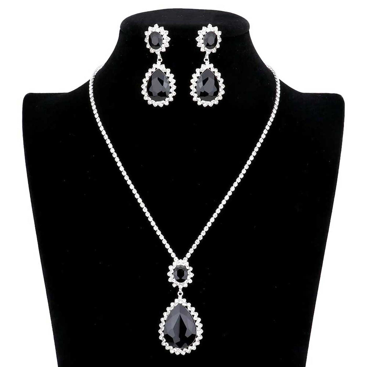 Teardrop Accented Rhinestone Necklace