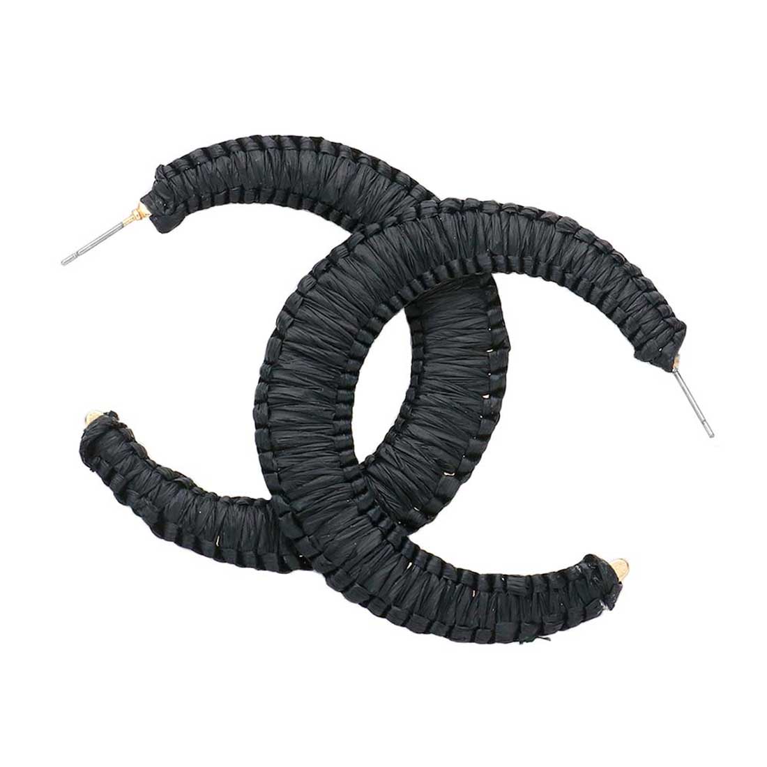 Woven Raffia Hoop Earrings