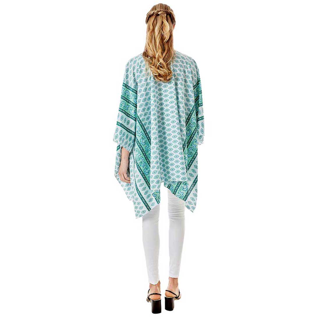 Greek Mati Mataki Printed Cover Up Kimono Poncho