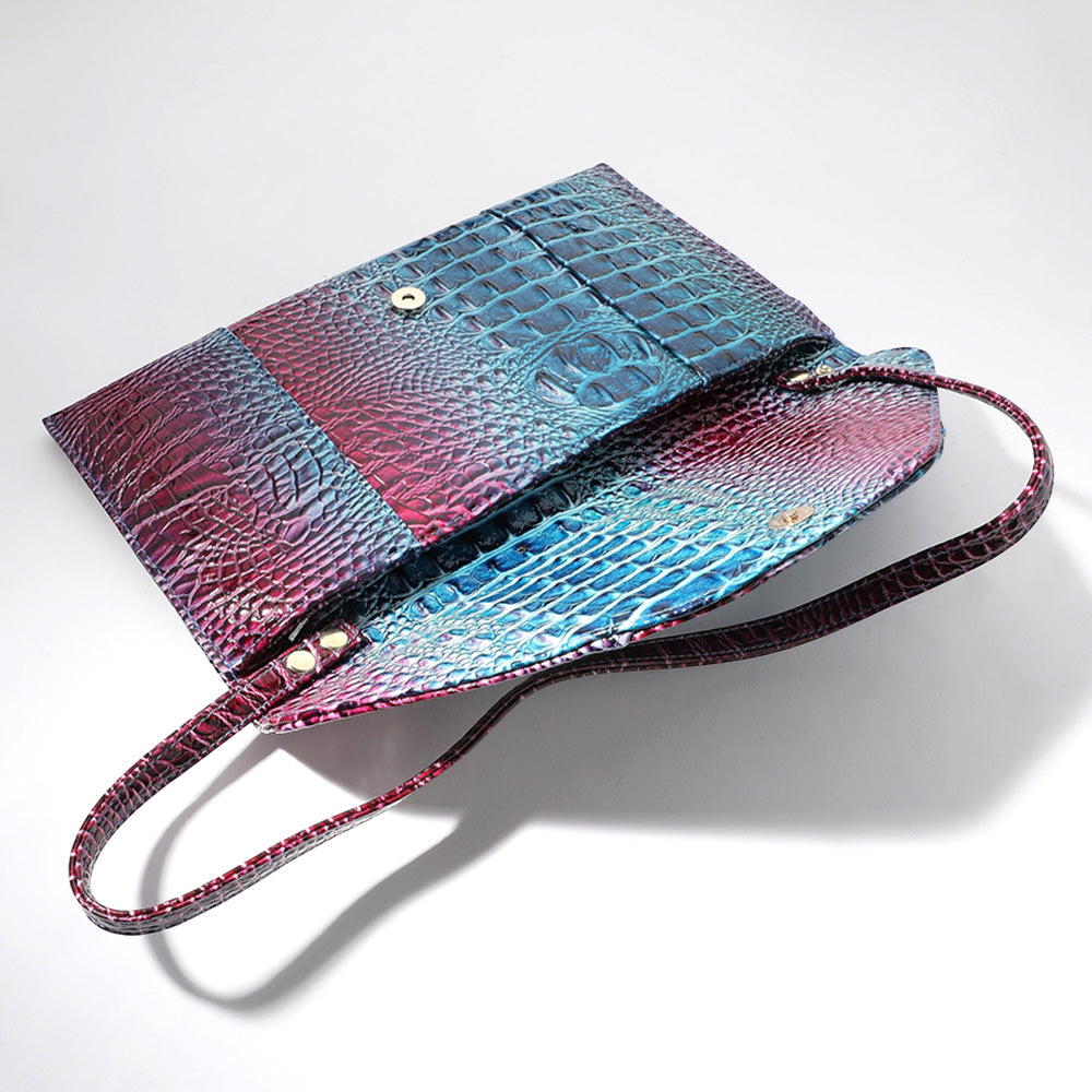 Snake Skin Patterned Envelope Clutch / Shoulder Bag
