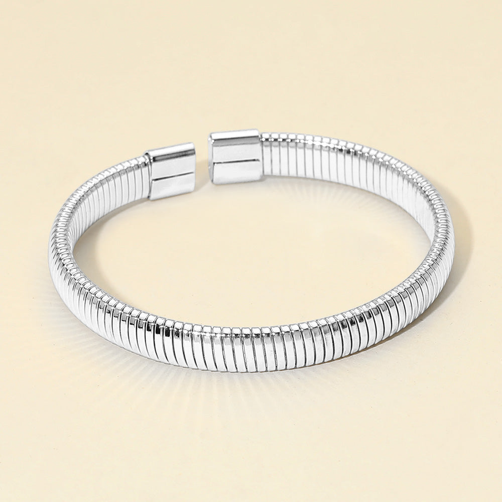 Ribbed Metal Cuff Bracelet