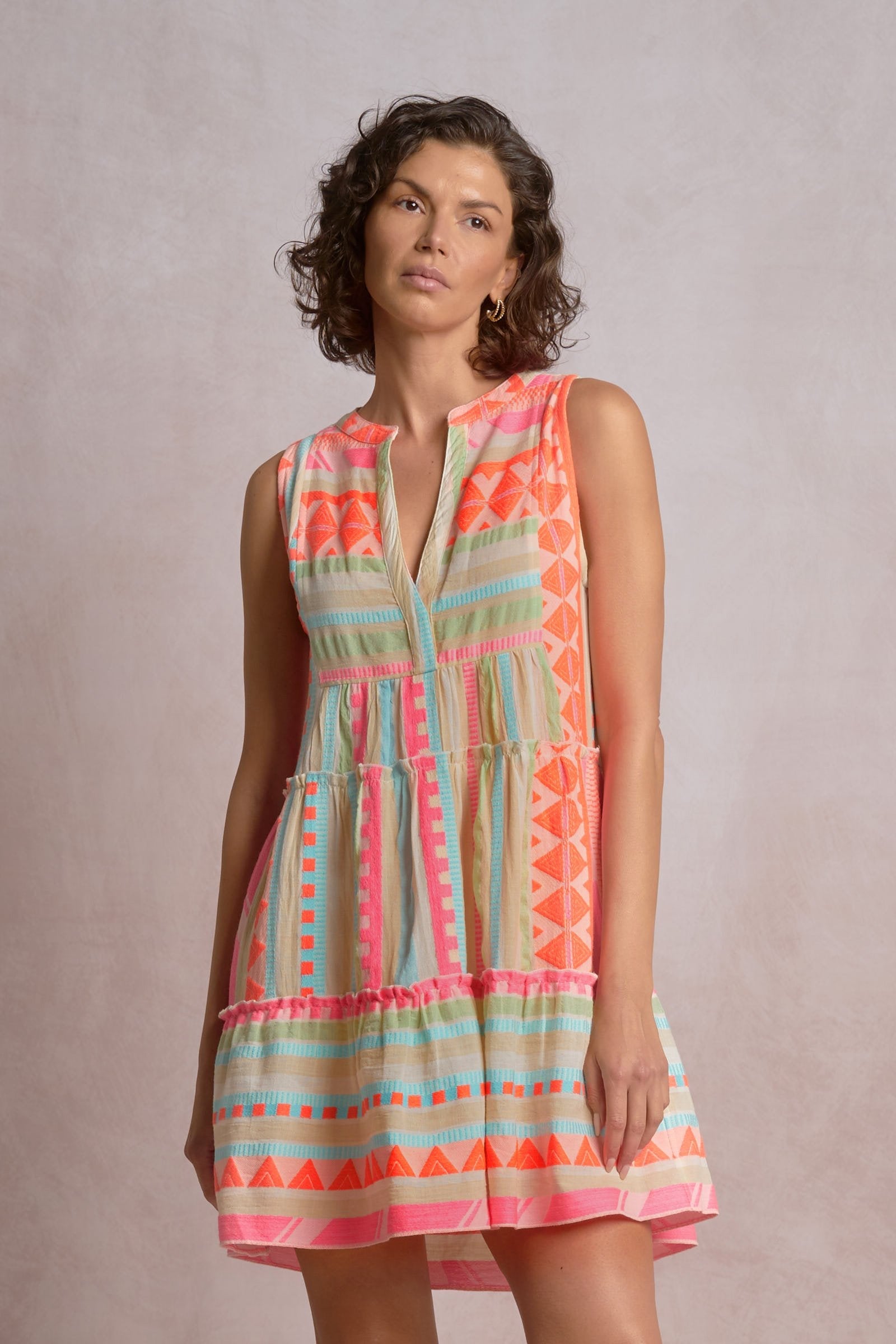 Venus Dress Neon Aztec