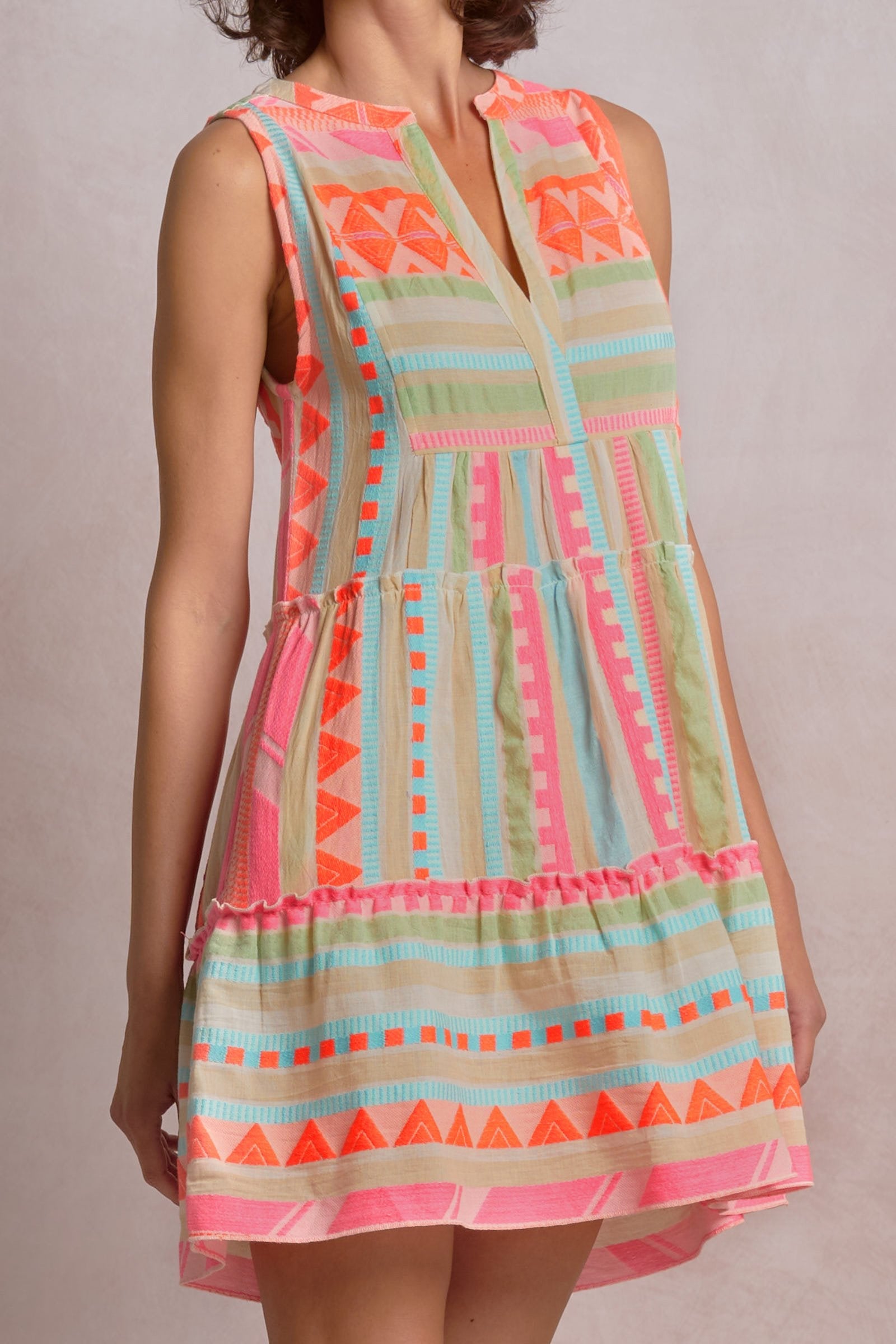 Venus Dress Neon Aztec