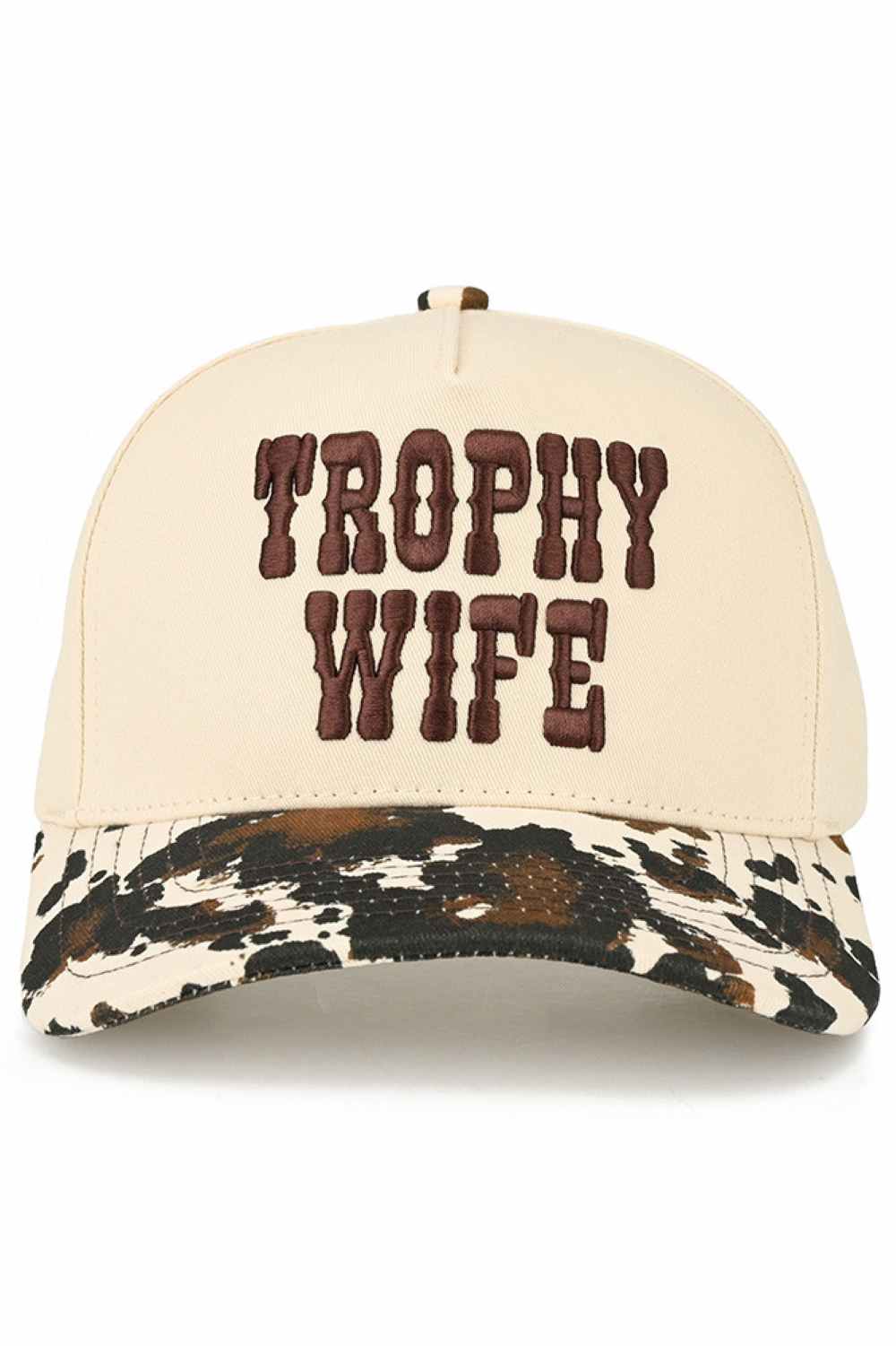 C.C TROPHY WIFE Embroidered Letter Cow Print Trucker Hat