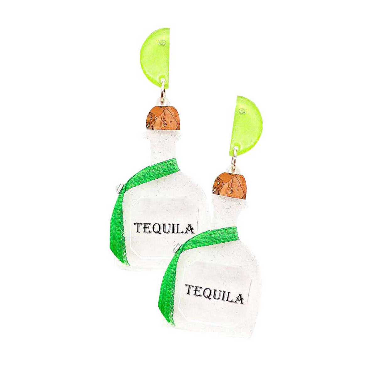 Glittered Resin Tequila Dangle Earrings