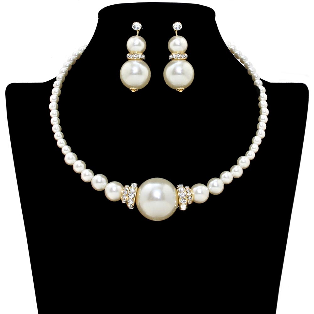 Pearl Necklace Earring Set