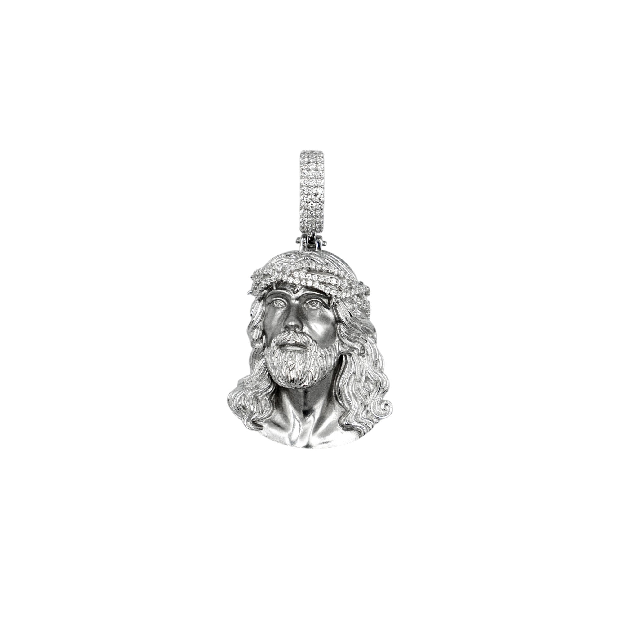 925 Silver Moissanite Jesus Matte Pendant