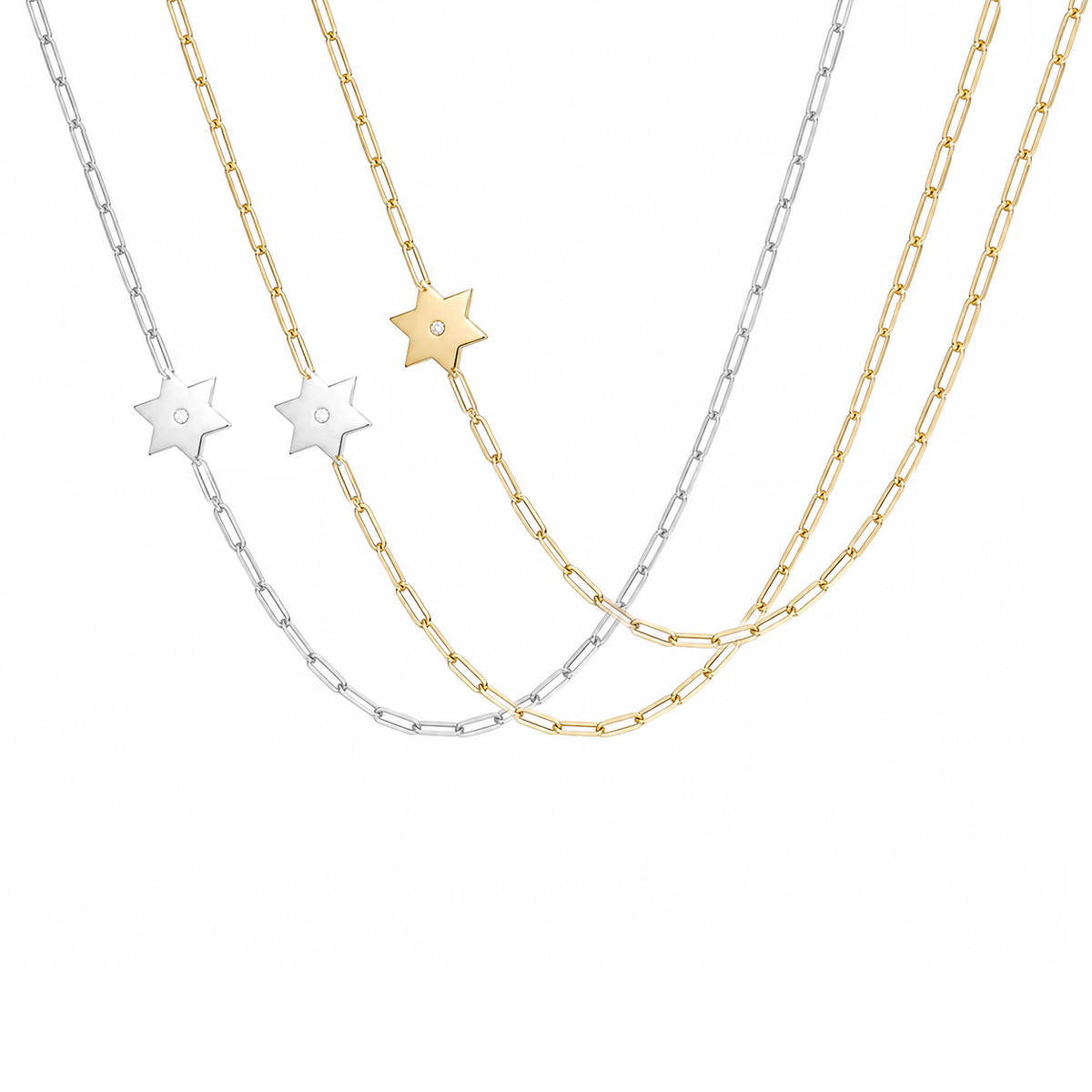 Dani Star of David Diamond Paperclip Necklace