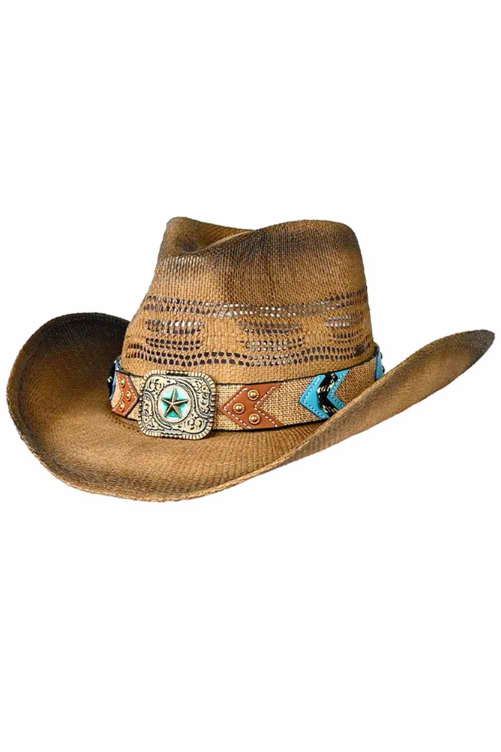 C.C Western Pattern Vegan Patch Band Cowboy Hat