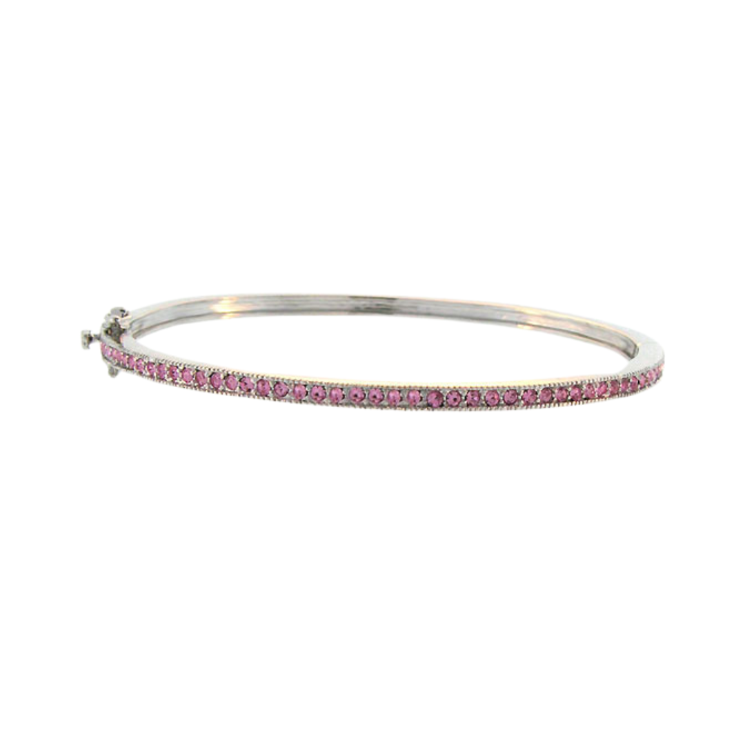 Glamour Pave Stackable Bangle — Half-Pavé Hinge