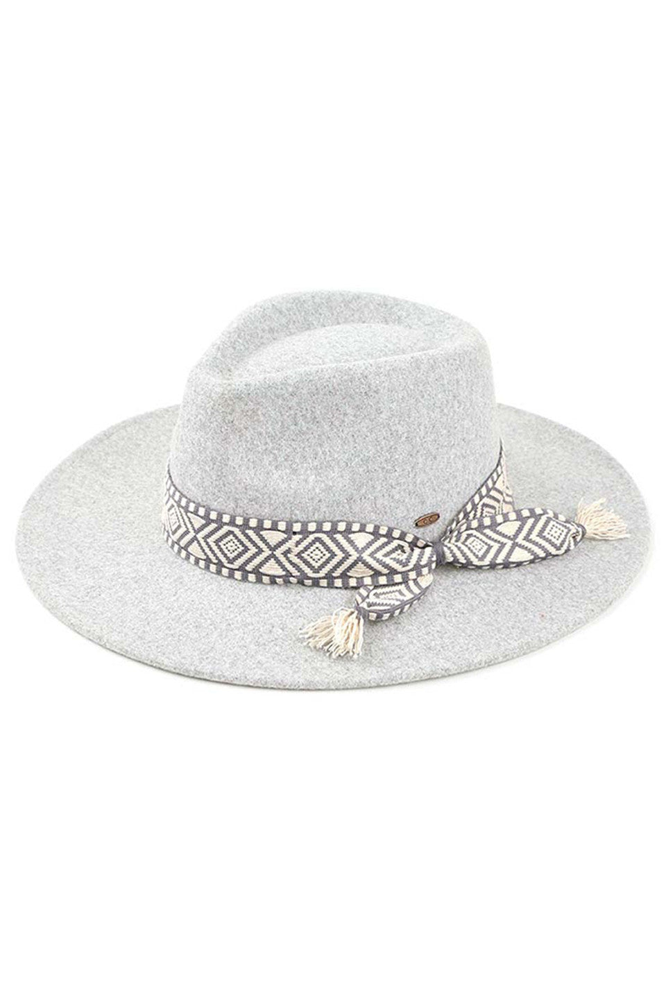 C.C Aztec Trim Vegan Felt Panama Hat