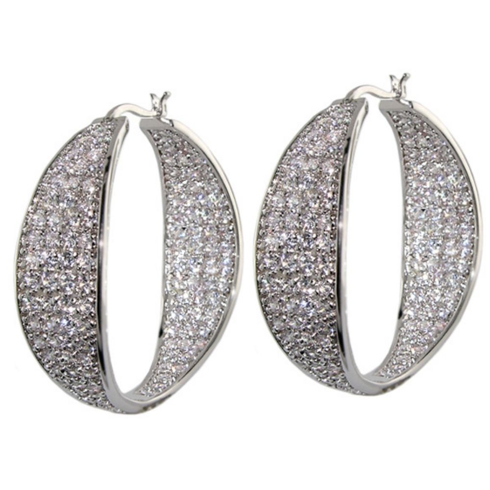Pave Hoop Earrings — Bold Dome