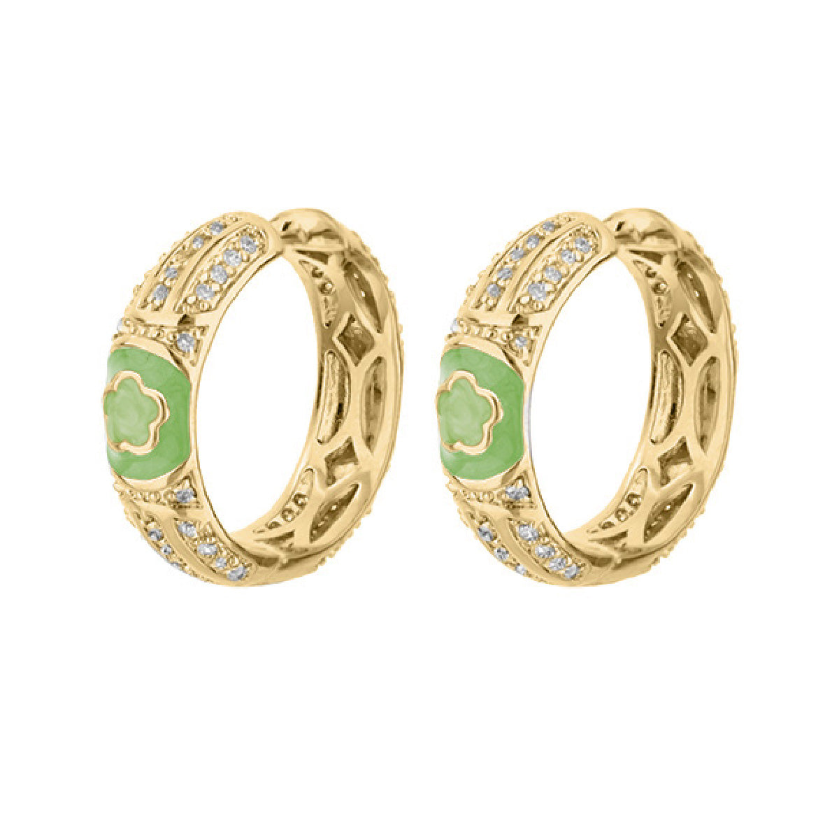 Dancing Daisy Earrings — Pavé Flower Huggie