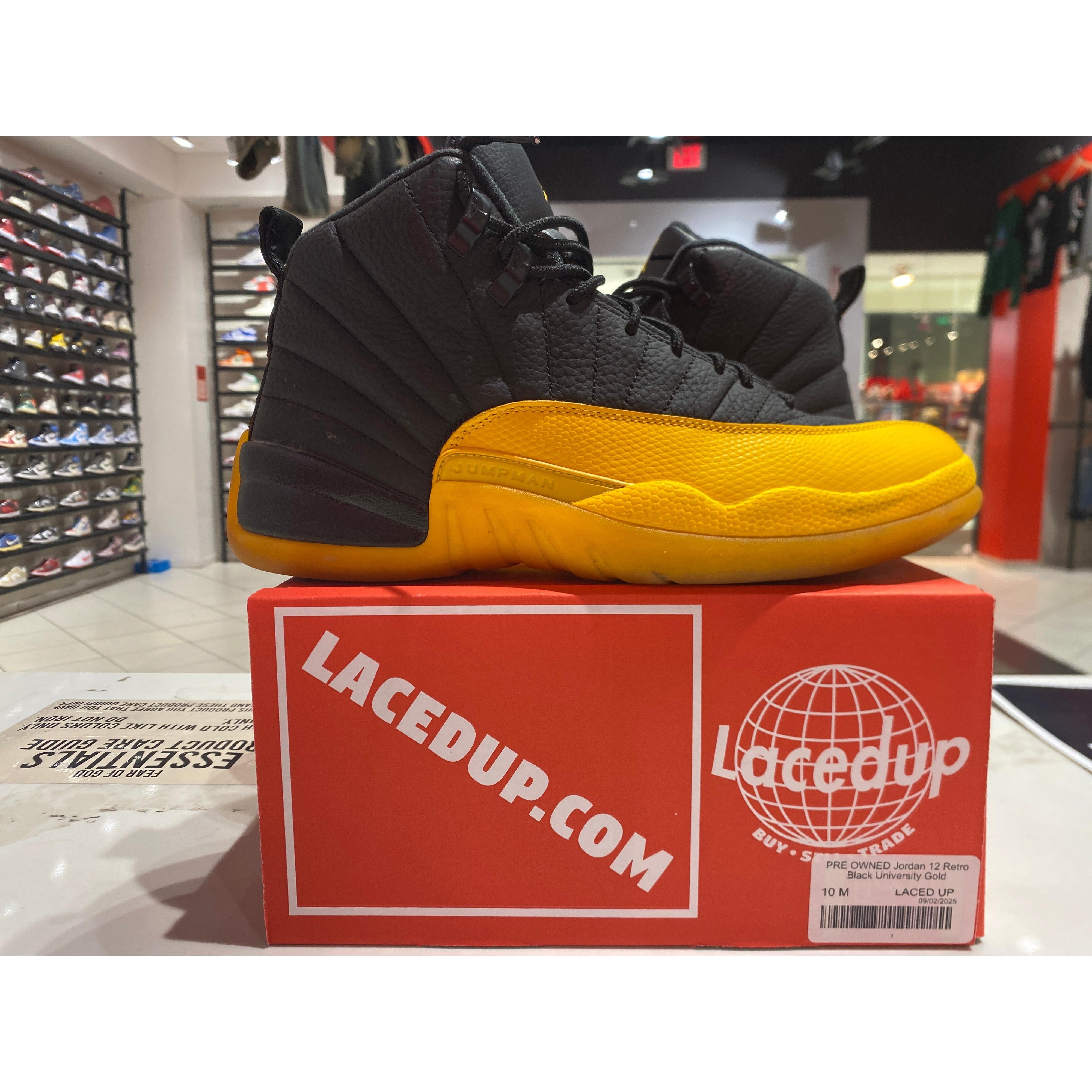 PRE OWNED Jordan 12 Retro Black University Gold