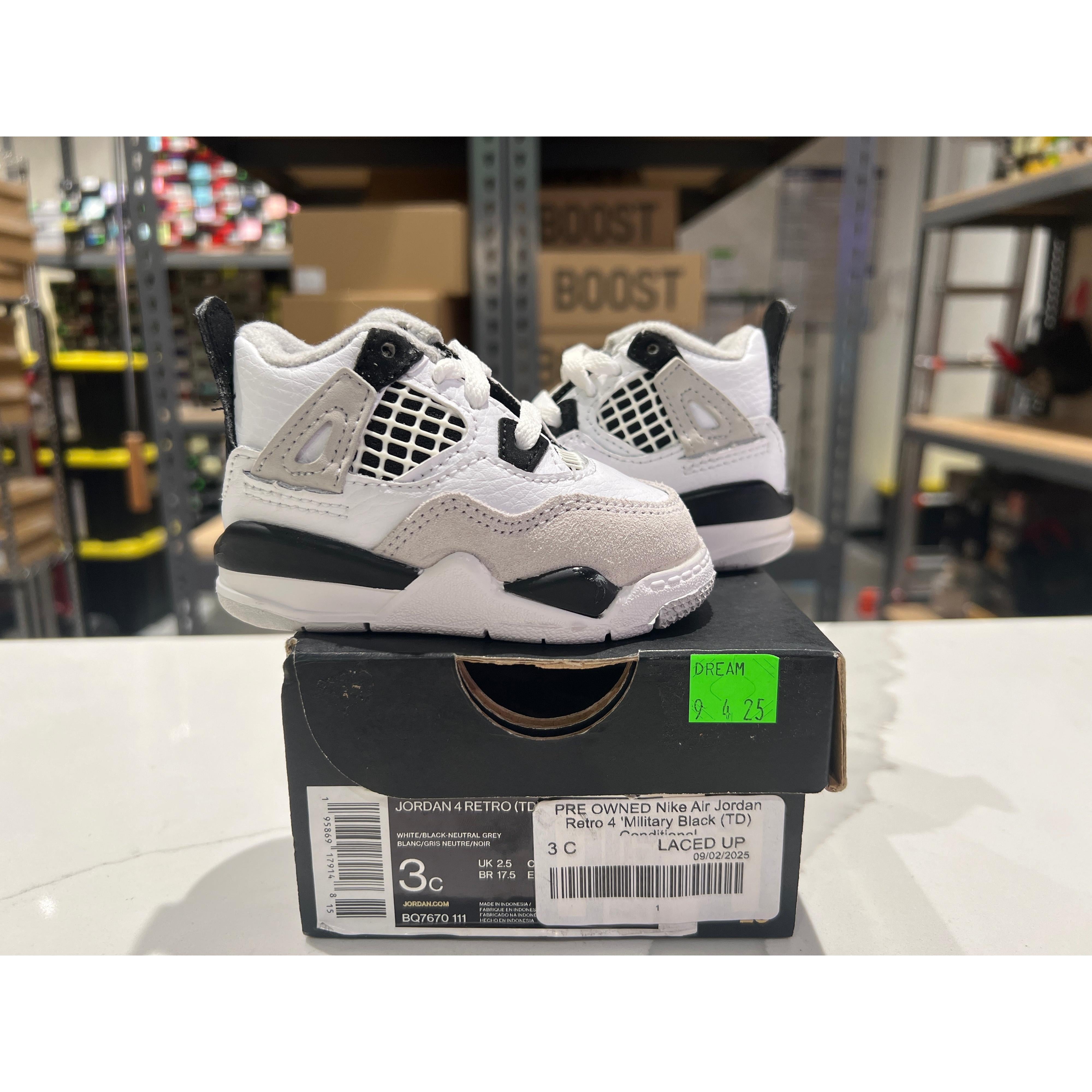 PRE OWNED Nike Air Jordan Retro 4 'Military Black (TD) Conditional